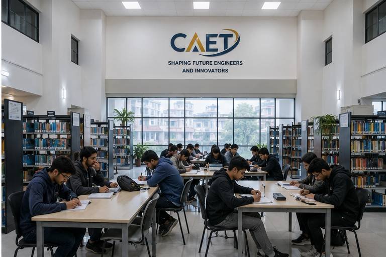 Students studying in CAET library