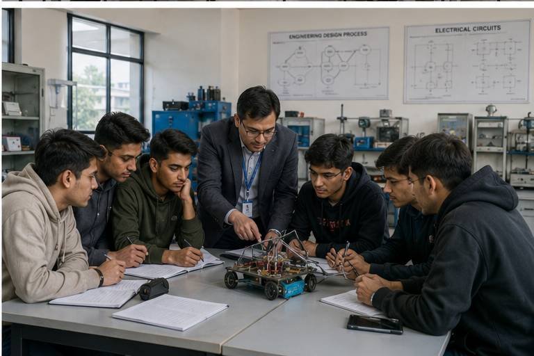 Students working on a technical project